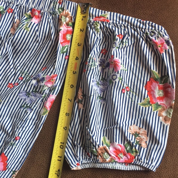 Cherish Off-Shoulder Floral Striped Top - Picture 14 of 16